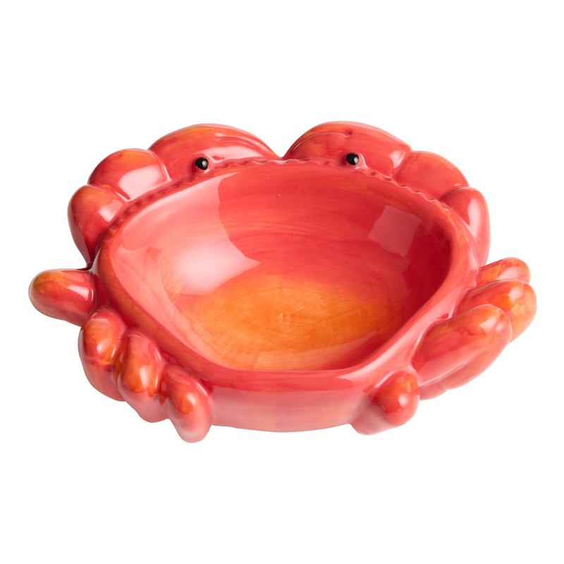 Red Crab Hand Painted Figural Serving Bowl