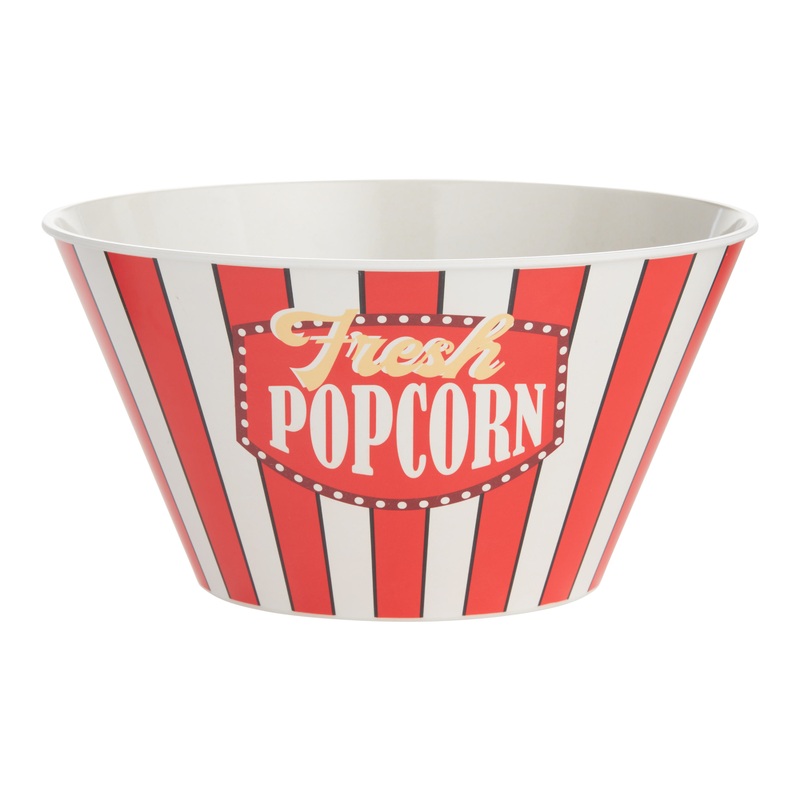 Red Stripe Bamboo Fiber and Melamine Popcorn Serving Bowl