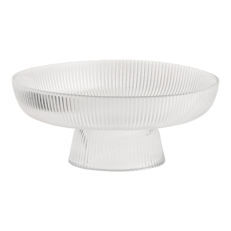 Ribbed Glass Pedestal Serving Bowl