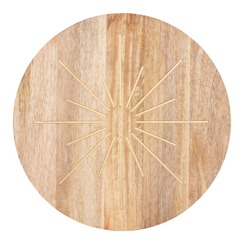 Round Acacia Wood Sunrise Inlay Serving Board