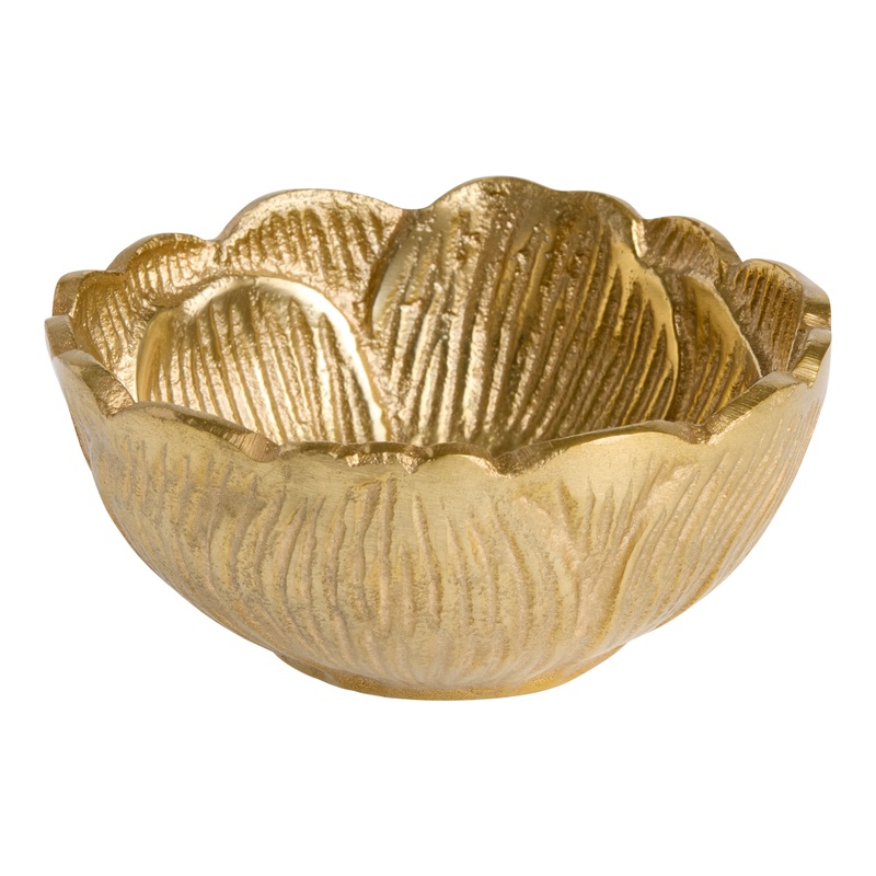 Small Gold Metal Flower Shaped Bowl
