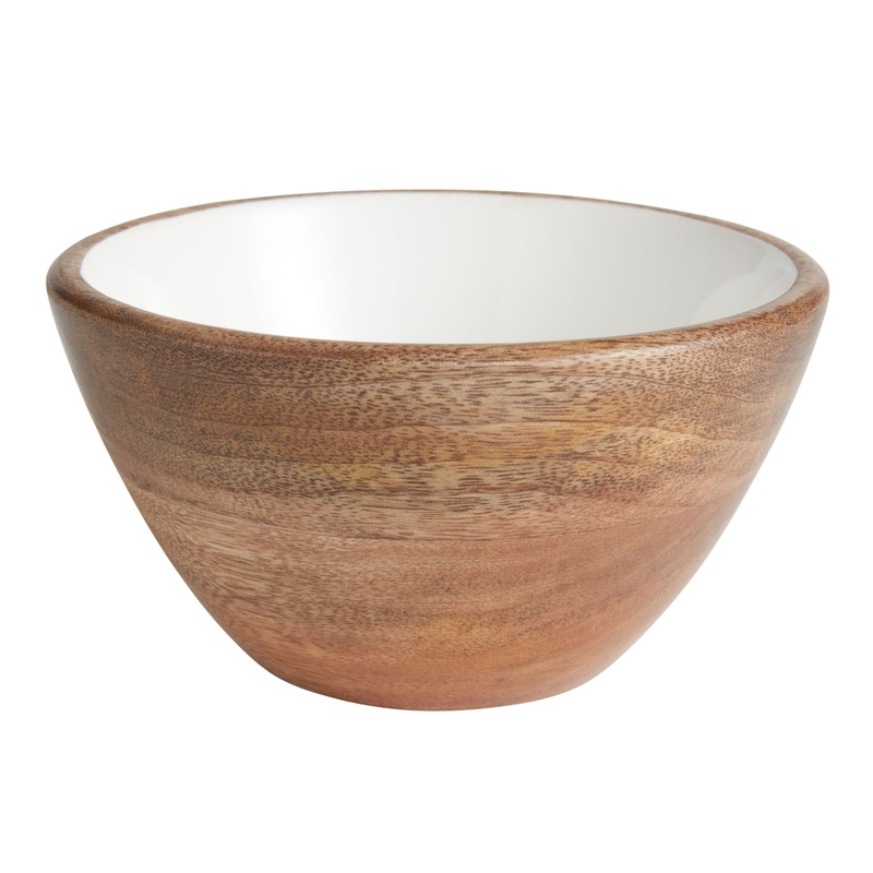 Small White Enamel Wood Bowl