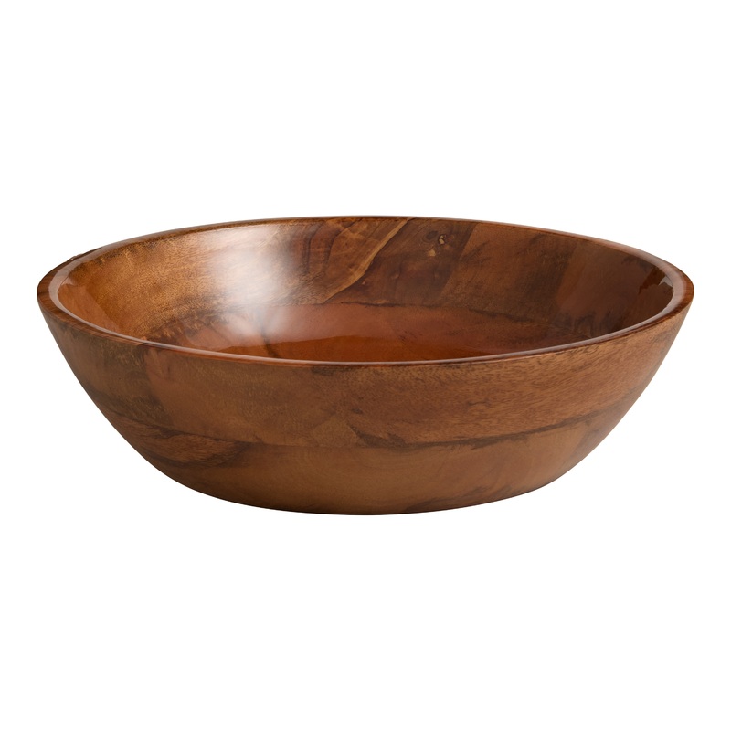 Tapered Enameled Mango Wood Serving Bowl
