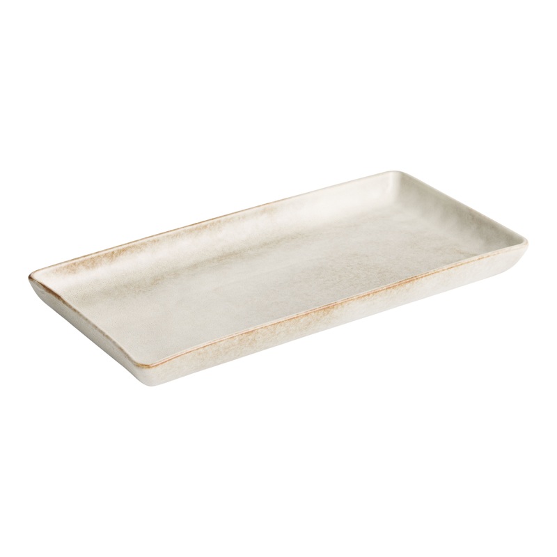 Vita Rectangular Ivory and Brown Reactive Glaze Serving Platter