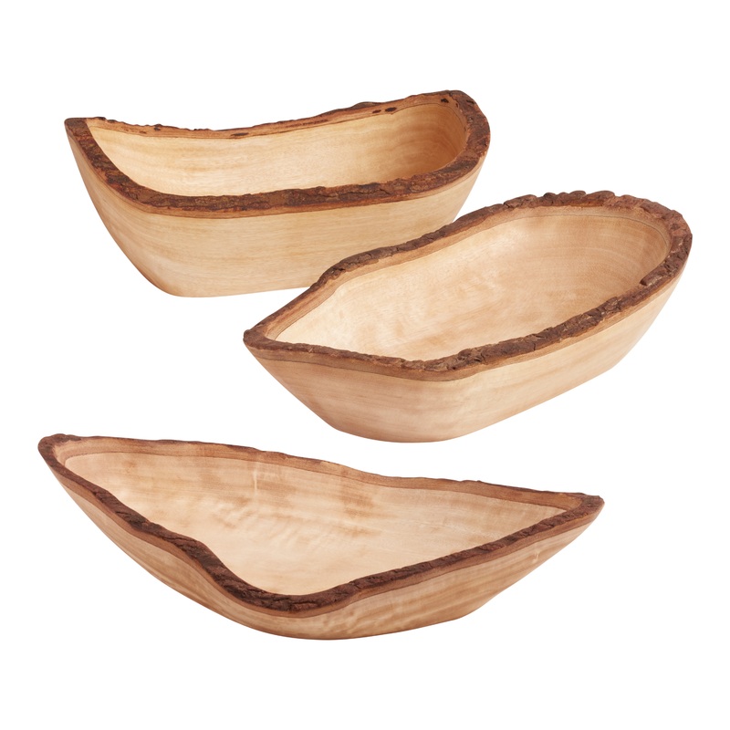 Wood Bark Serving Bowl