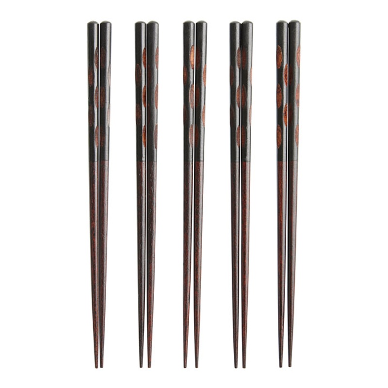 Black Wood Carved Chopsticks 5 Pack