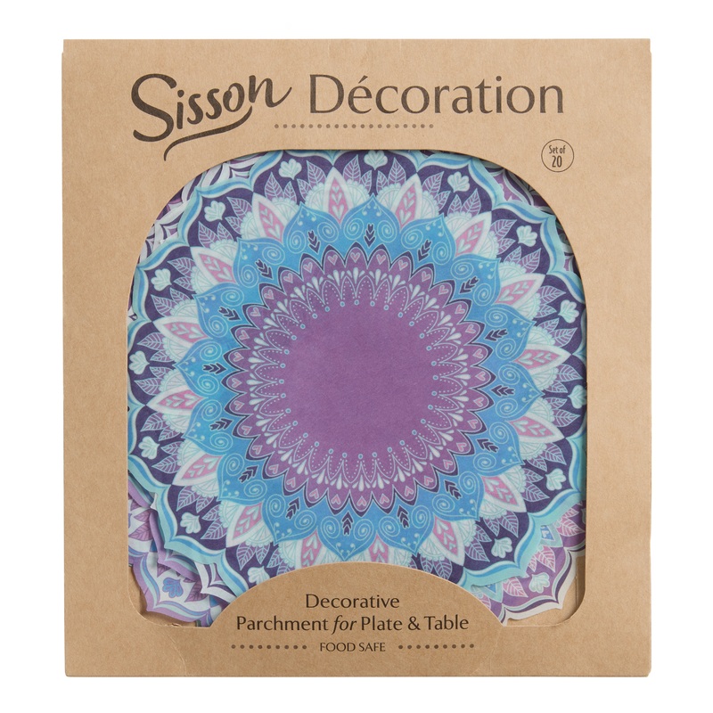 Blue and Purple Mandala Parchment Paper Rounds 20 Count
