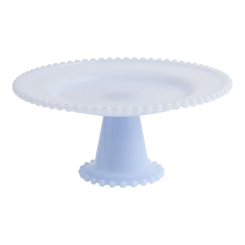 Blue Milk Glass Cake Stand