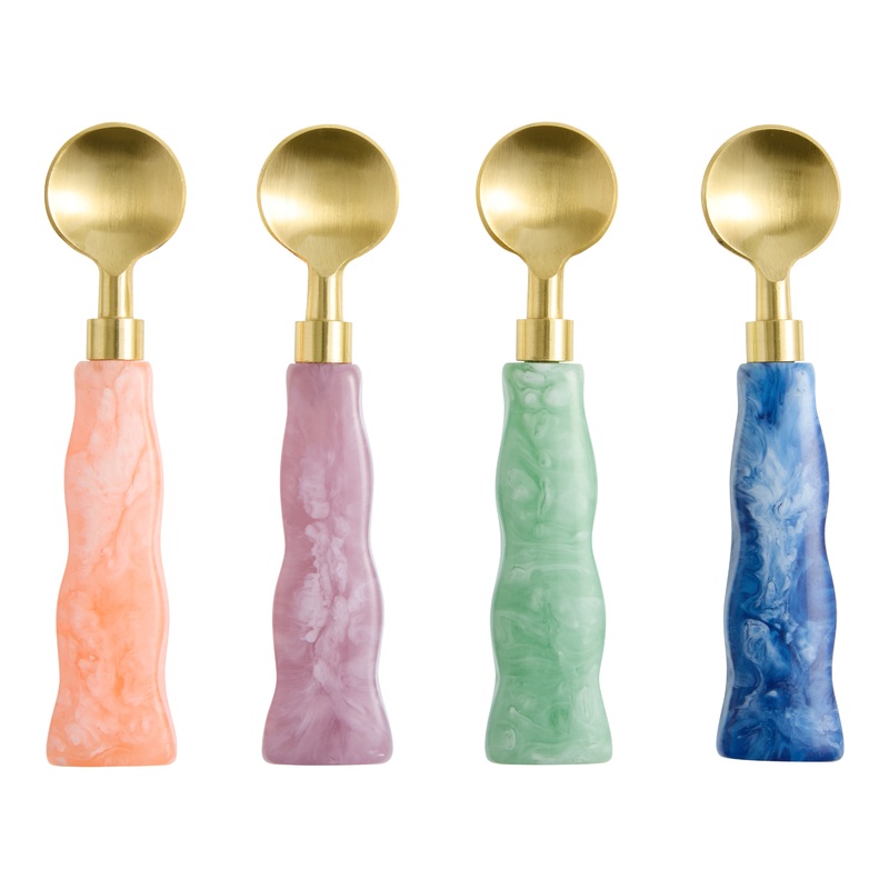 Color Pop Gold Metal and Resin Cocktail Spoons Set of 4