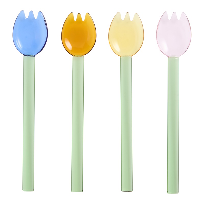 Colored Glass Tulip Teaspoons 4 Pack