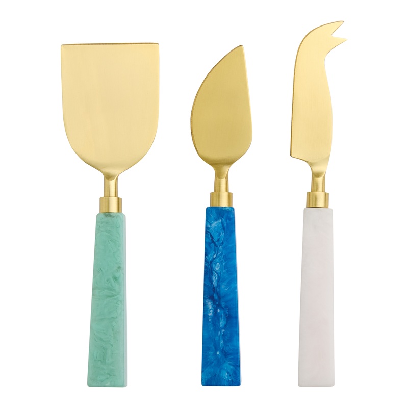 Cool Resin and Gold Stainless Steel Cheese Knives 3 Piece Set