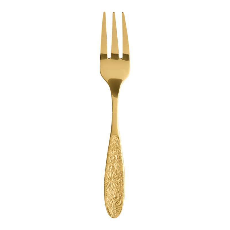Gold Stainless Steel Wildflower Cocktail Fork
