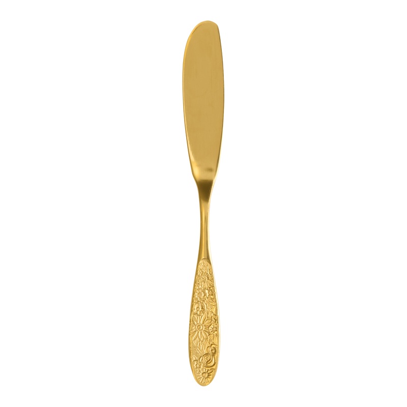 Gold Stainless Steel Wildflower Cocktail Knife