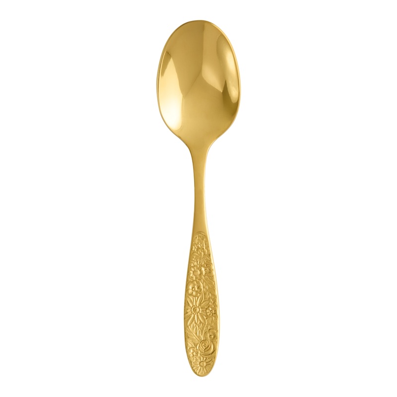 Gold Stainless Steel Wildflower Cocktail Spoon