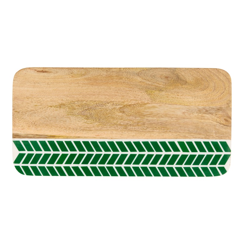 Green and White Resin and Wood Serving Board