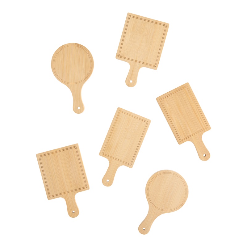 Kikkerland Mini Bamboo Serving Boards 6 Piece Set