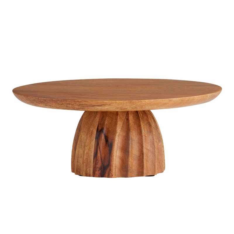 Mango Wood Vertical Ribbed Cake Stand