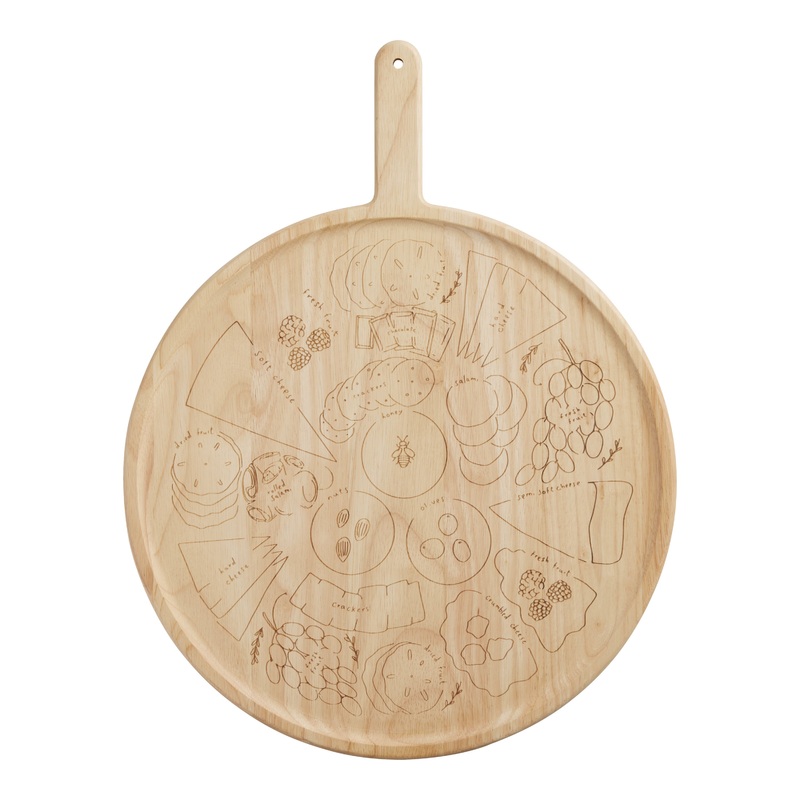 Meg Quinn Rubber Wood Engraved Cheese Serving Board