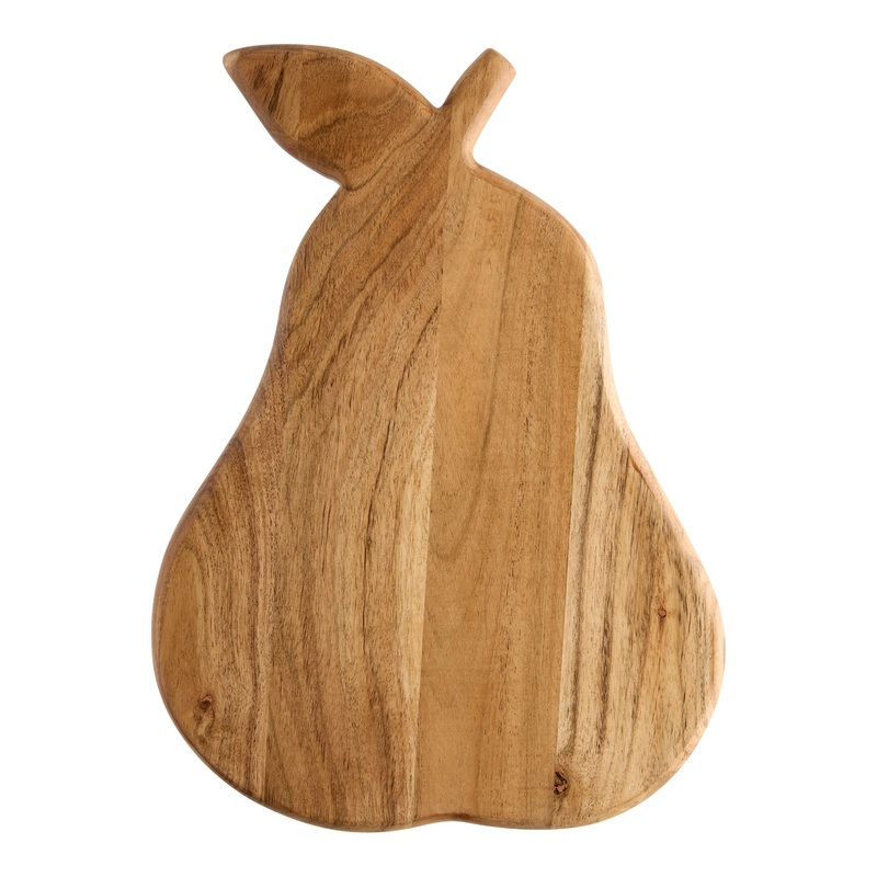 Natural Acacia Wood Pear Figural Serving Board