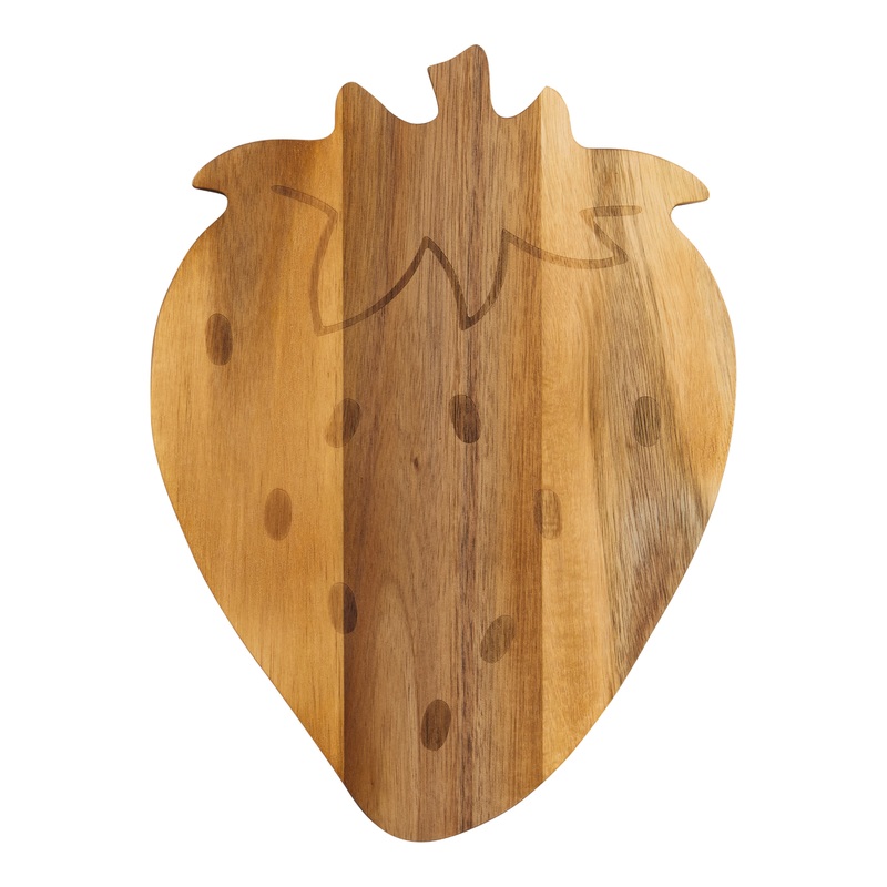 Natural Acacia Wood Strawberry Figural Serving Board