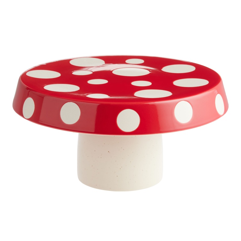 Red Mushroom Figural Cake Stand