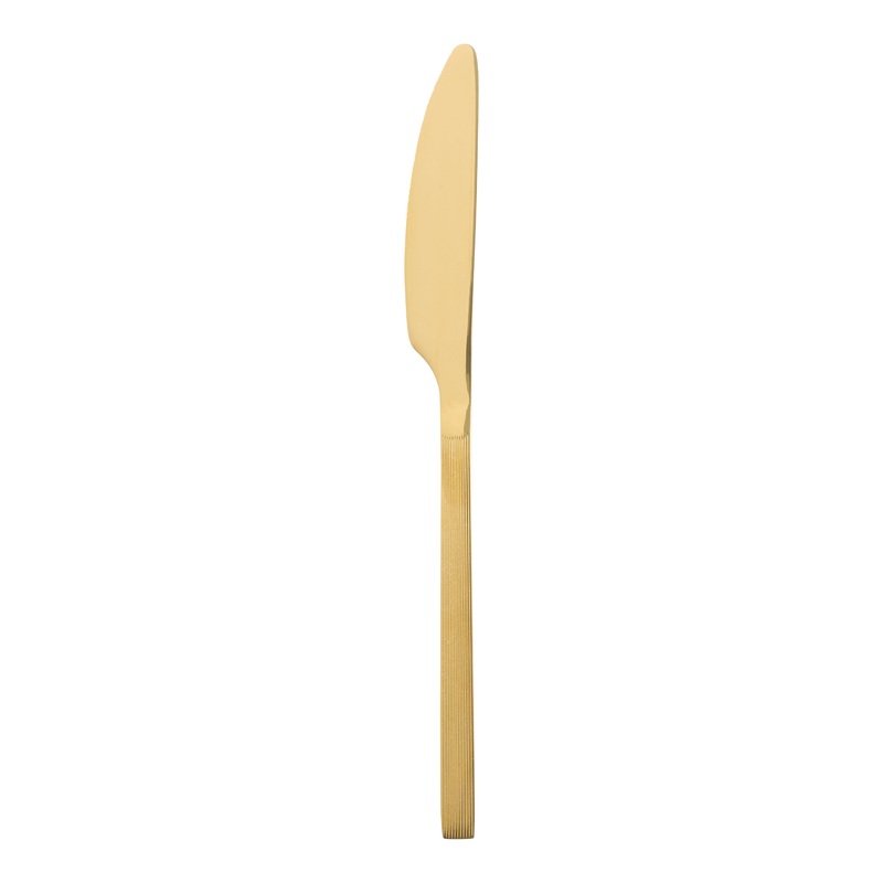 Solstice Gold Ribbed Dinner Knife Set of 2