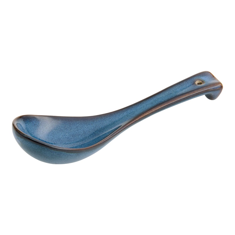 Sota Gray Reactive Glaze Ceramic Soup Spoon Set of 2