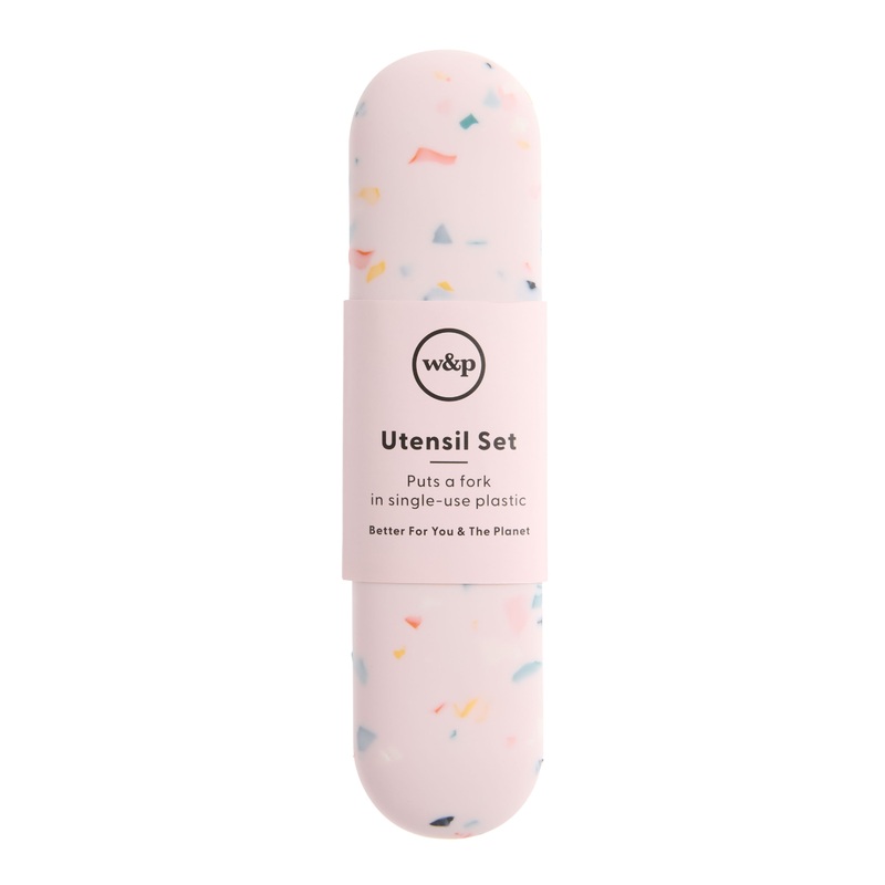 W&P Blush Terrazzo Reusable Utensil Set with Sleeve