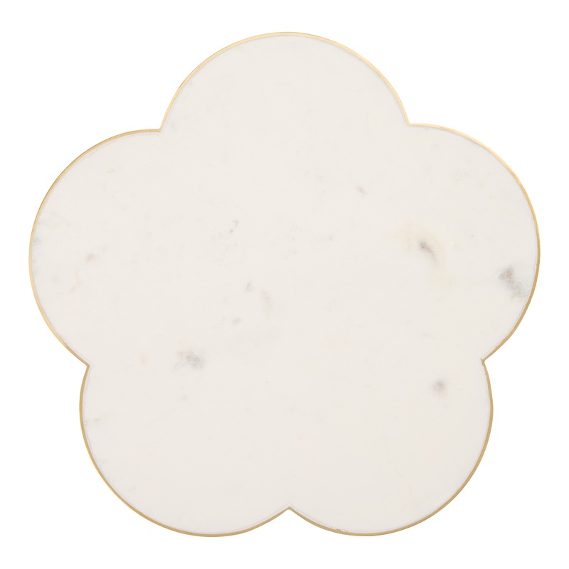 White Marble and Gold Metal Flower Serving Board