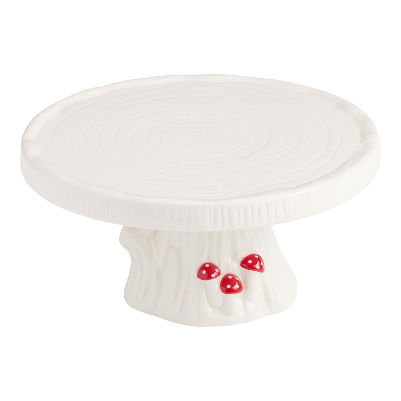 White Tree Trunk Winter Mushroom Cake Stand