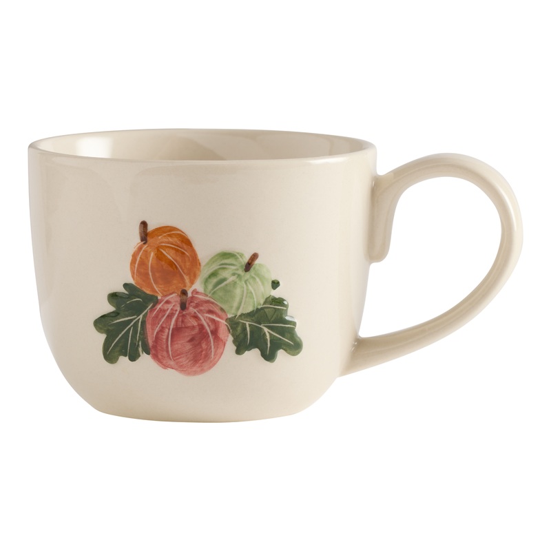 Cream Fall Foliage Hand Painted Ceramic Mug