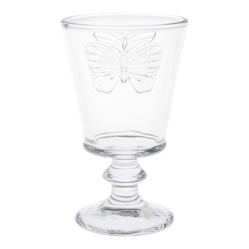 Embossed Glass Butterfly Goblet