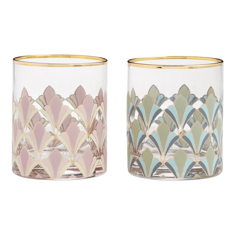 Gable Art Deco Double Old Fashioned Glasses Set Of 2
