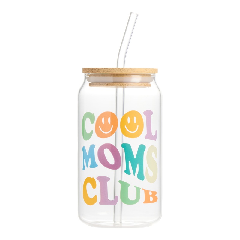 Glass Cool Moms Club To Go Tumbler with Straw