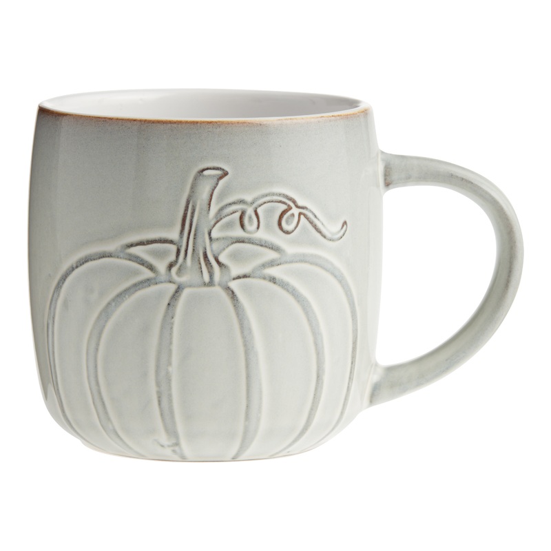 Gray Embossed Pumpkin Mug