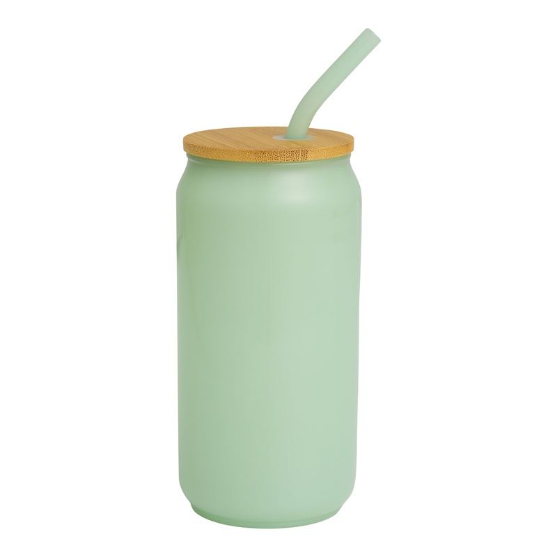 Jade Green Milk Glass To Go Tumbler with Straw