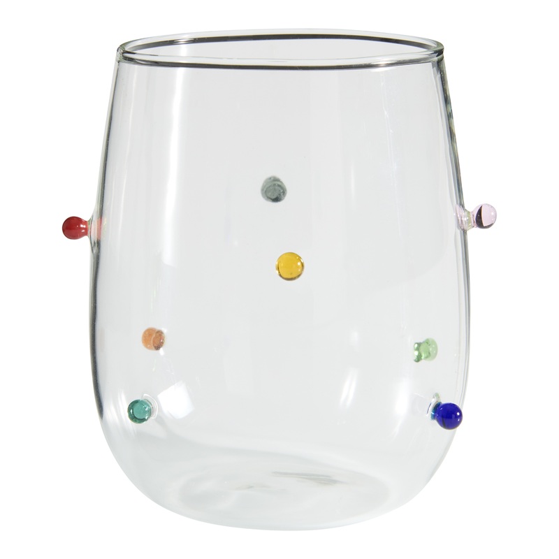 Multicolor Bubble Dot Stemless Wine Glass
