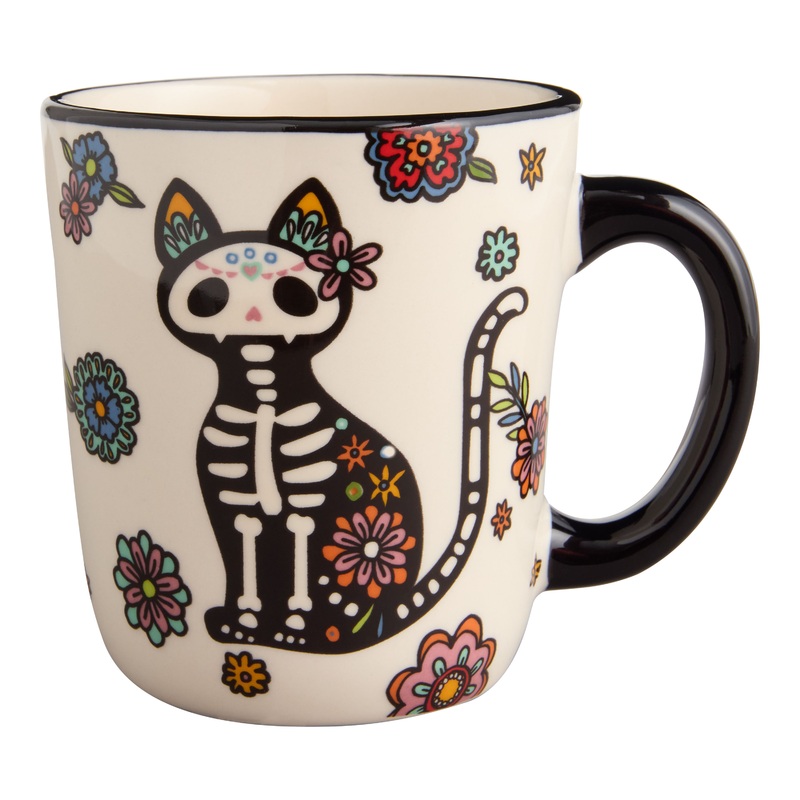 Multicolor Day of the Dead Pet Hand Painted Ceramic Mug