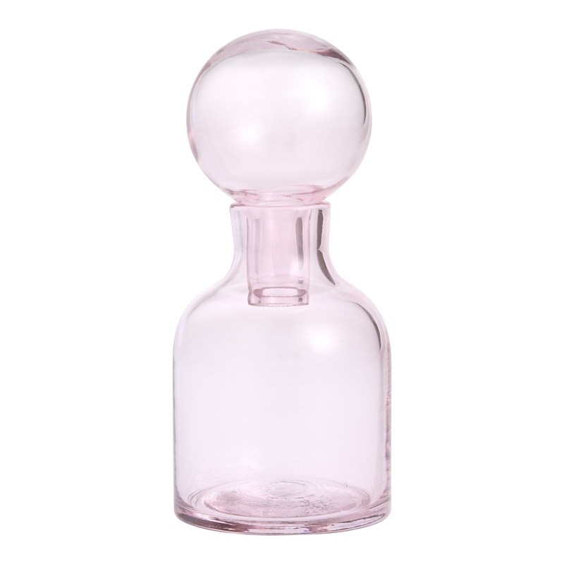 Pink Handblown Glass Decanter