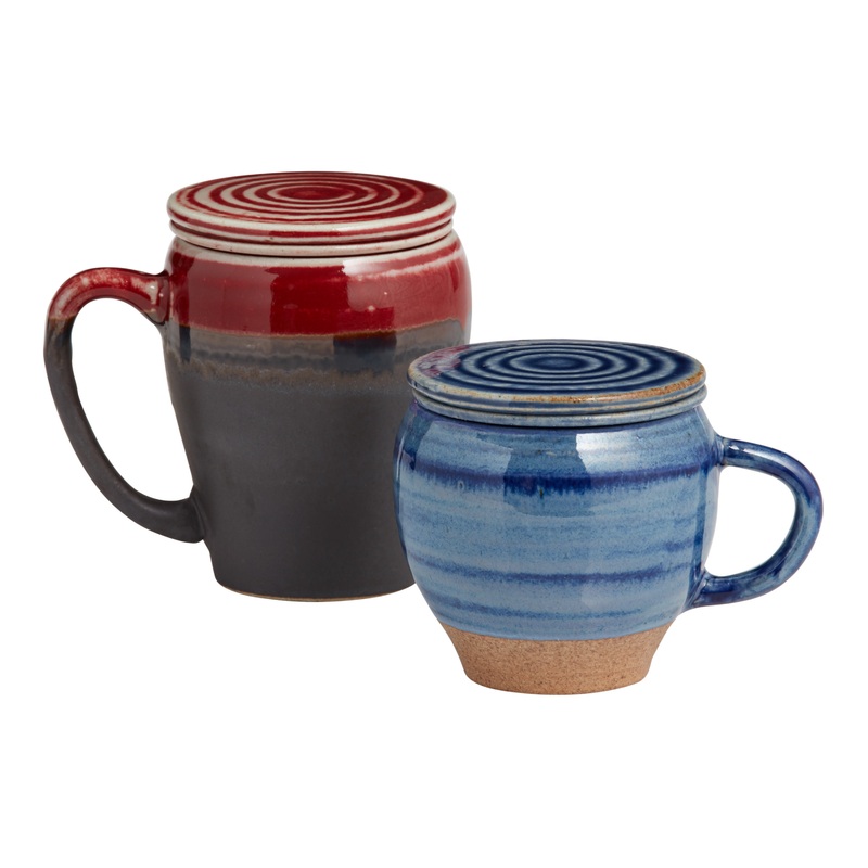 Reactive Glaze Ceramic Infuser Mug Set Of 2