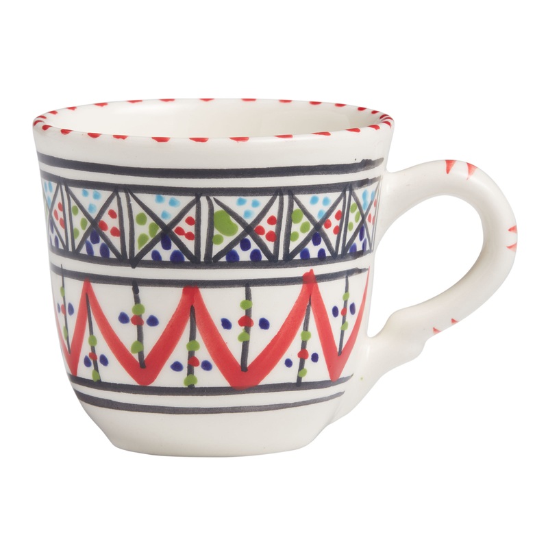 Red Hand Painted Ceramic Tunis Mug