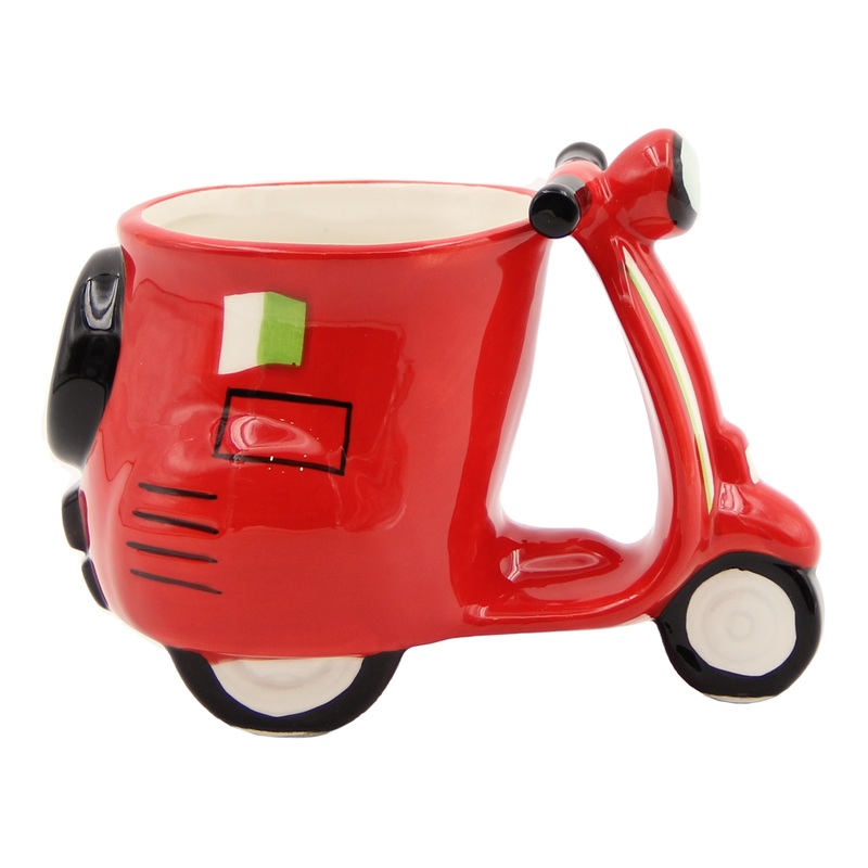 Red Scooter Figural Ceramic Mug