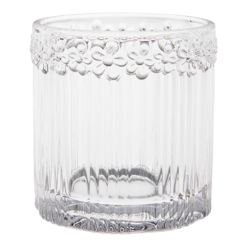 Ribbed Flower Double Old Fashioned Glass