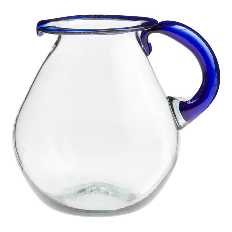 Rocco Blue Handcrafted Recycled Glass Pitcher