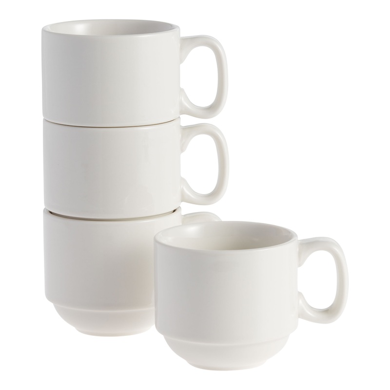 Stacked Natural White Porcelain Mug 4 Piece Set