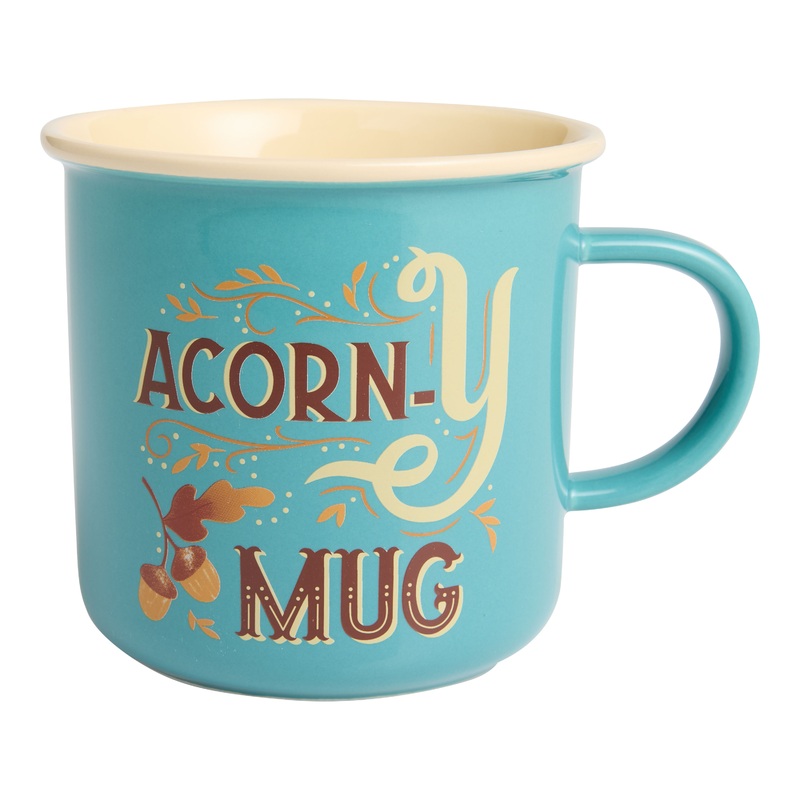 Blue And Ivory Acorn-y Ceramic Mug