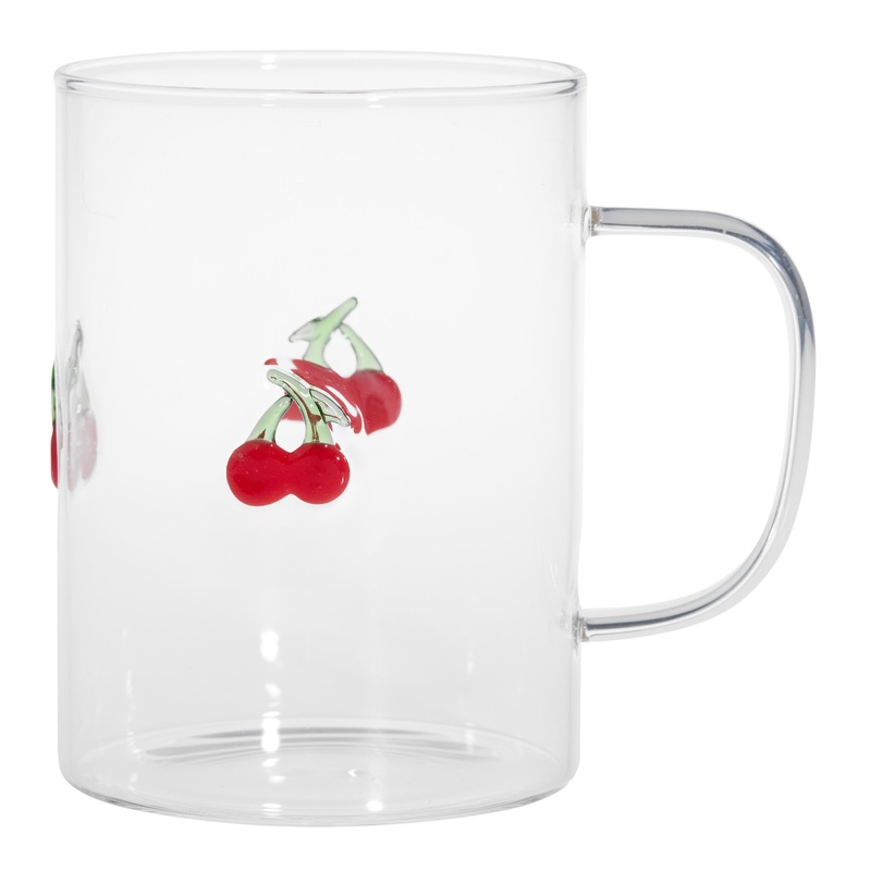 Charm Cherry Inlay Glass Mug