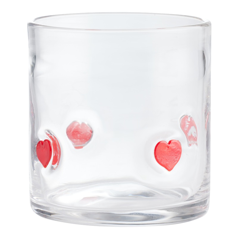 Charm Red Heart Inlay Double Old Fashioned Glass
