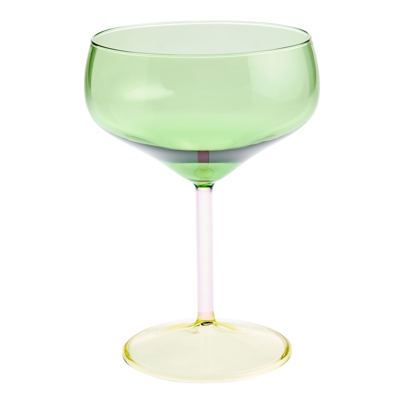 Color Block Borosilicate Coupe Glass