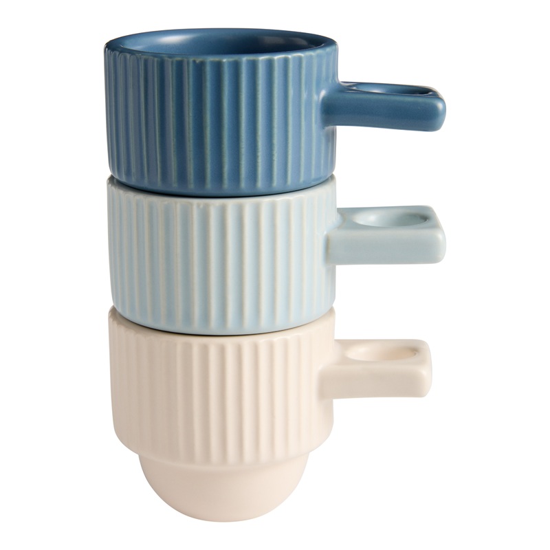 Cool Tone Stackable Espresso Mugs Set of 3